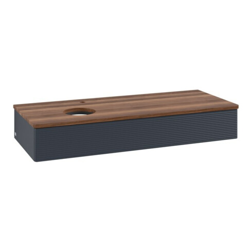 V&B Waschtischunterschrank mit Frontstruktur, mit Beleuchtung Antao 120x19x50cm, HL, WBP w wal, md bl. m Lac