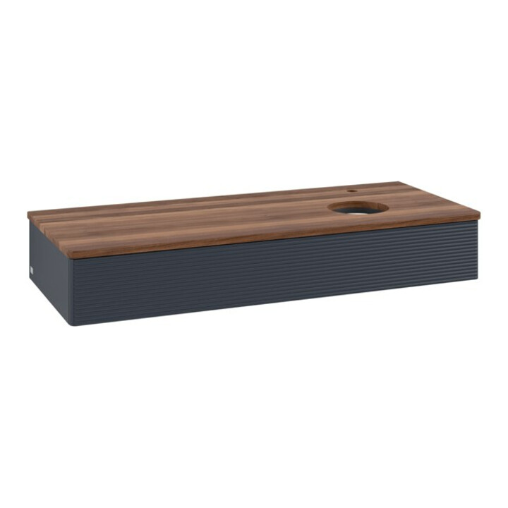 V&B Waschtischunterschrank mit Frontstruktur, mit Beleuchtung Antao 120x19x50cm, HL, WBP w wal, md bl. m Lac