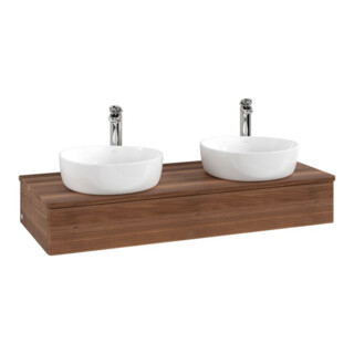 V&B Waschtischunterschrank mit Frontstruktur, mit Beleuchtung Antao 120x19x50cm, HL, WBP w. wal, w. wal
