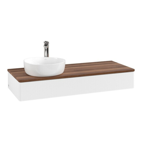 V&B Waschtischunterschrank mit Frontstruktur, mit Beleuchtung Antao 120x19x50cm, HL, WBP w. wal, wh. m Lac