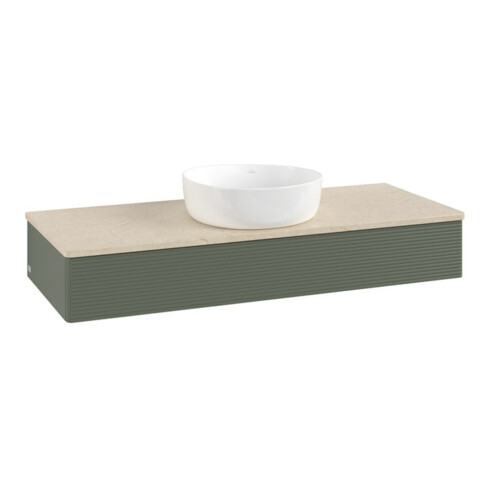 V&B Waschtischunterschrank mit Frontstruktur, mit Beleuchtung Antao 120x19x50cm, WBP botti., lea gre. m Lac