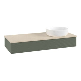 V&B Waschtischunterschrank mit Frontstruktur, mit Beleuchtung Antao 120x19x50cm, WBP botti., lea gre. m Lac