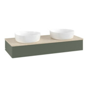 V&B Waschtischunterschrank mit Frontstruktur, mit Beleuchtung Antao 120x19x50cm, WBP botti., lea gre. m Lac