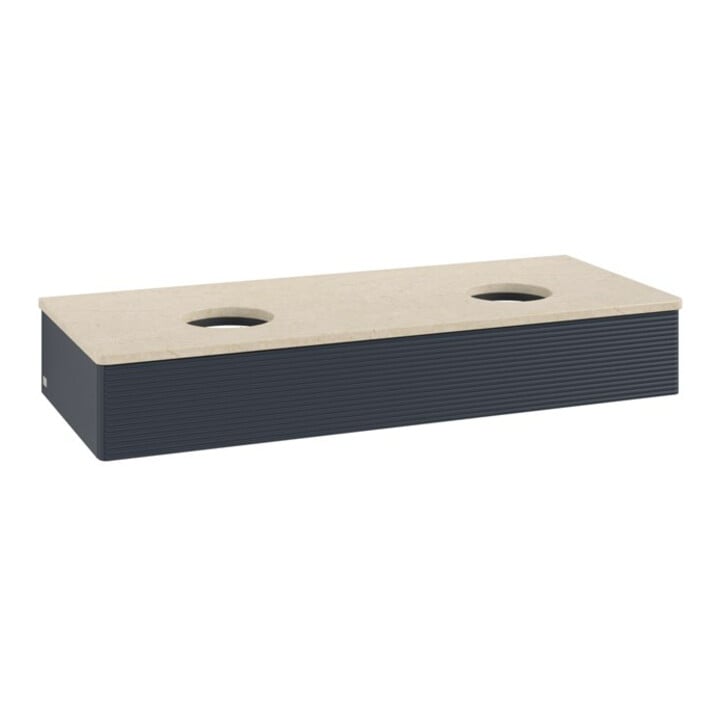 V&B Waschtischunterschrank mit Frontstruktur, mit Beleuchtung Antao 120x19x50cm, WBP botti., md bl. m Lac