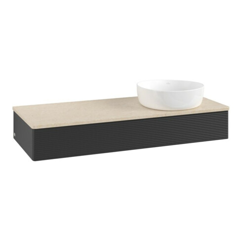 V&B Waschtischunterschrank mit Frontstruktur, mit Beleuchtung Antao 120x19x50cm, WBP-farbe botti., bla m Lac