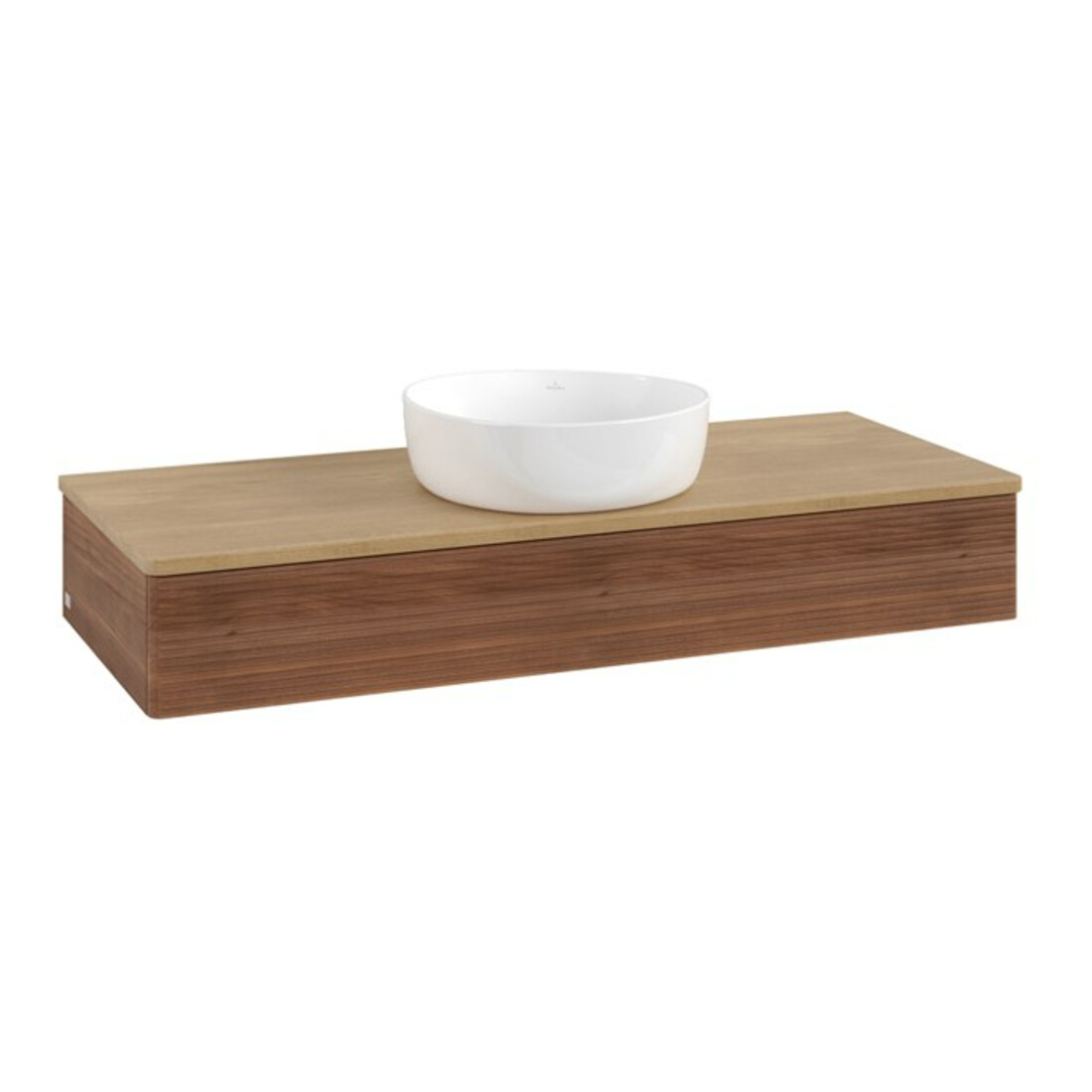V&B Waschtischunterschrank mit Frontstruktur, mit Beleuchtung Antao 120x19x50cm, WBP-farbe hon. Oa, w. wal