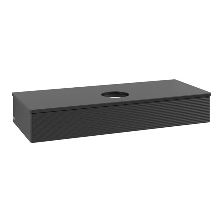 V&B Waschtischunterschrank mit Frontstruktur, mit Beleuchtung Antao 120x19x50cm, WBP-farbe Lac, bla m Lac