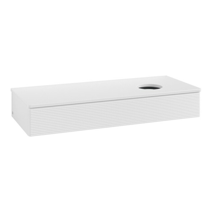 V&B Waschtischunterschrank mit Frontstruktur, mit Beleuchtung Antao 120x19x50cm, WBP-farbe Lac, glo wh. Lac