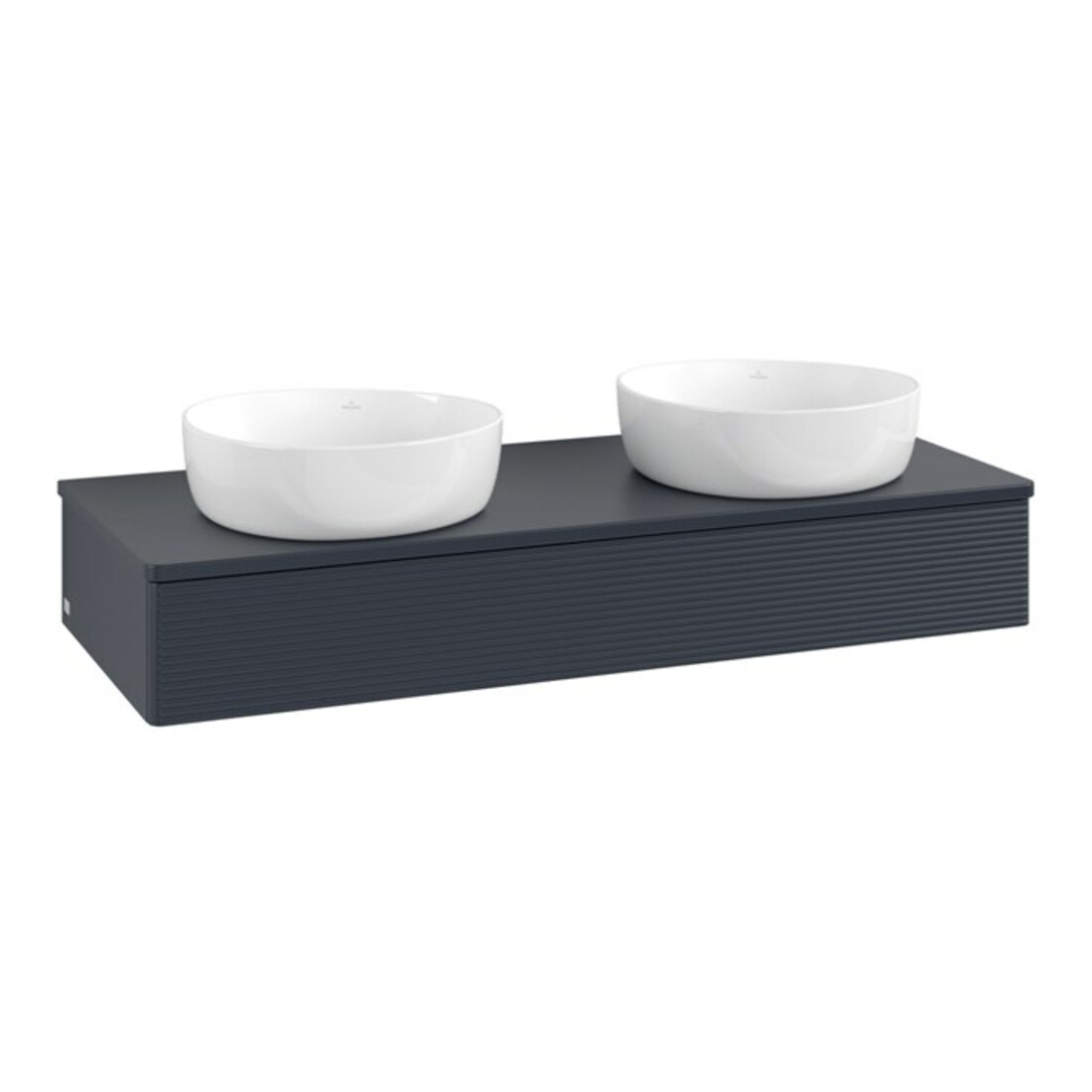 V&B Waschtischunterschrank mit Frontstruktur, mit Beleuchtung Antao 120x19x50cm, WBP-farbe Lac, md bl. m Lac