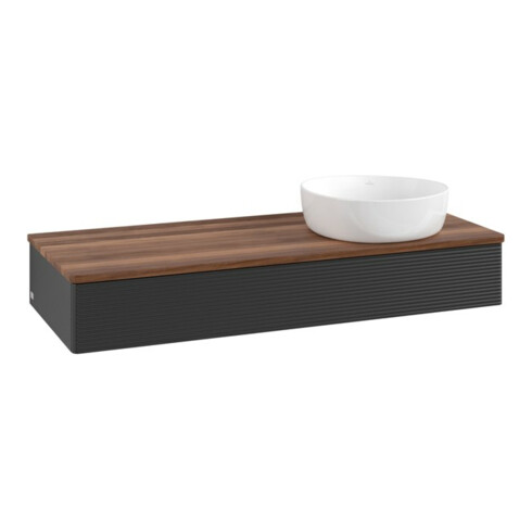 V&B Waschtischunterschrank mit Frontstruktur, mit Beleuchtung Antao 120x19x50cm, WBP-farbe w. wal, bla m Lac