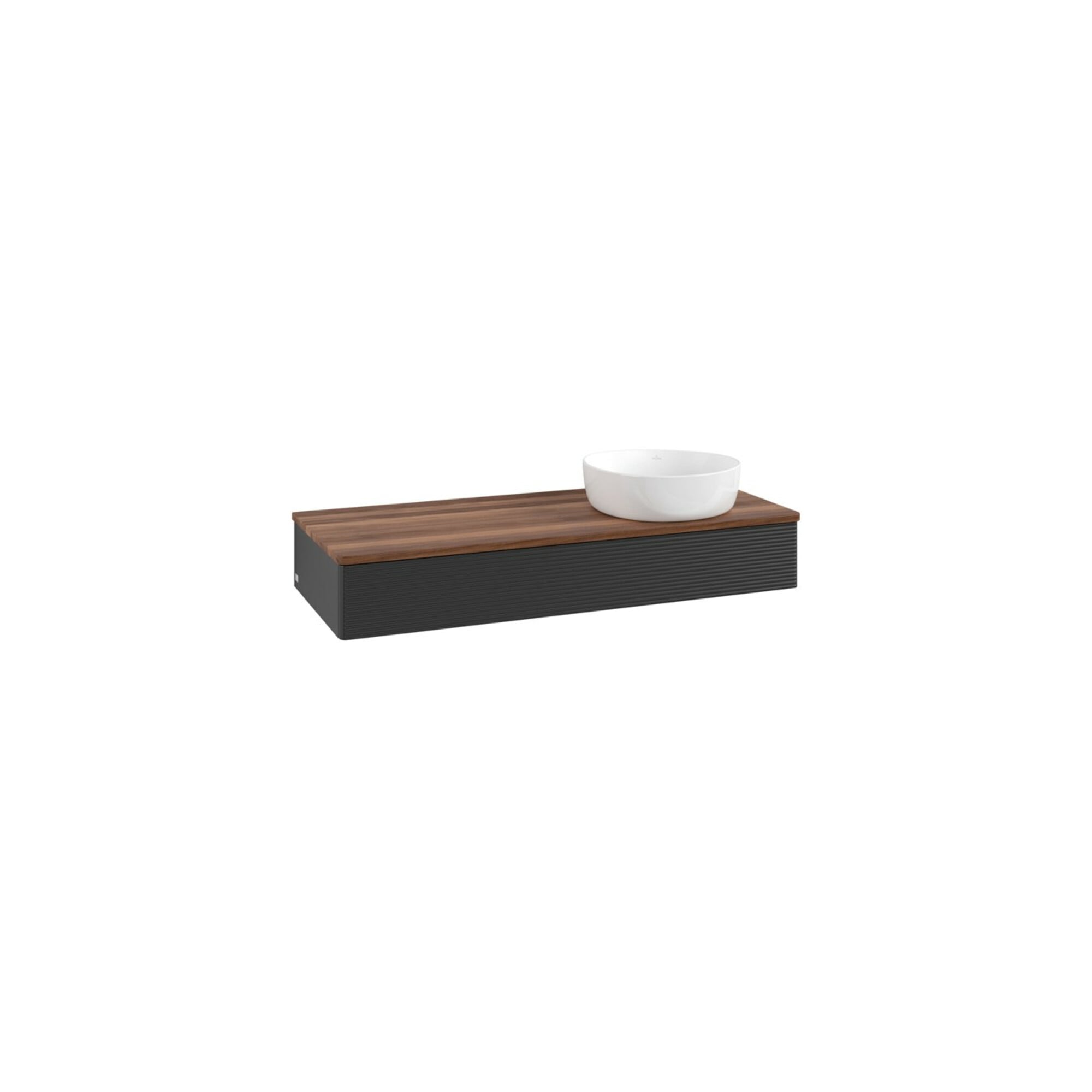 V&B Waschtischunterschrank mit Frontstruktur, mit Beleuchtung Antao 120x19x50cm, WBP-farbe w. wal, bla m Lac ; Villeroy & Boch