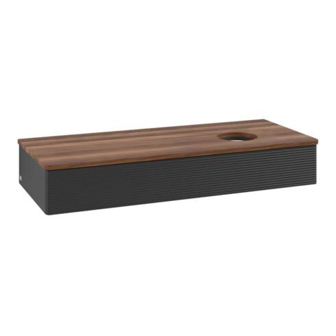V&B Waschtischunterschrank mit Frontstruktur, mit Beleuchtung Antao 120x19x50cm, WBP-farbe w. wal, bla m Lac