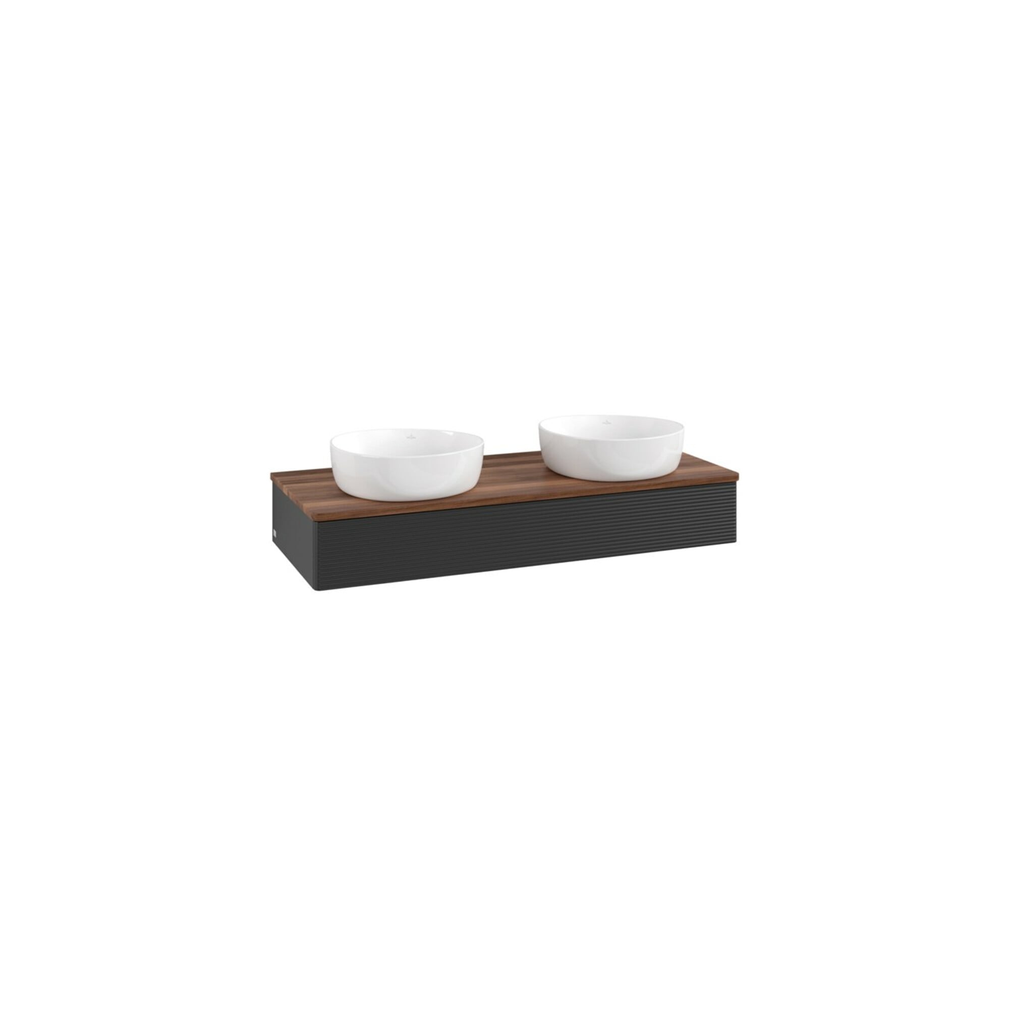 V&B Waschtischunterschrank mit Frontstruktur, mit Beleuchtung Antao 120x19x50cm, WBP-farbe w. wal, bla m Lac ; Villeroy & Boch