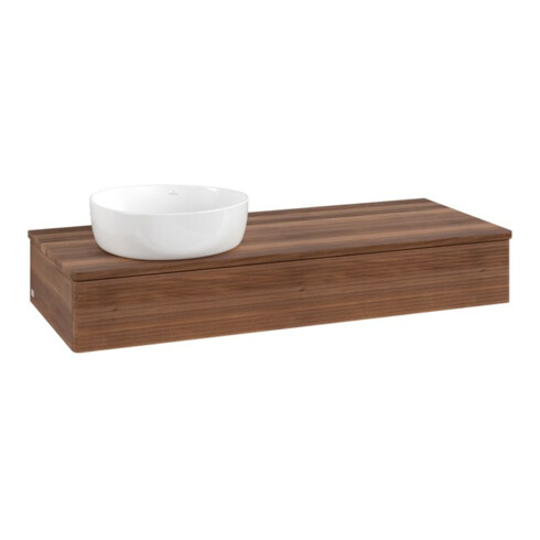 V&B Waschtischunterschrank mit Frontstruktur, mit Beleuchtung Antao 120x19x50cm, WBP-farbe w. wal, w. walnut