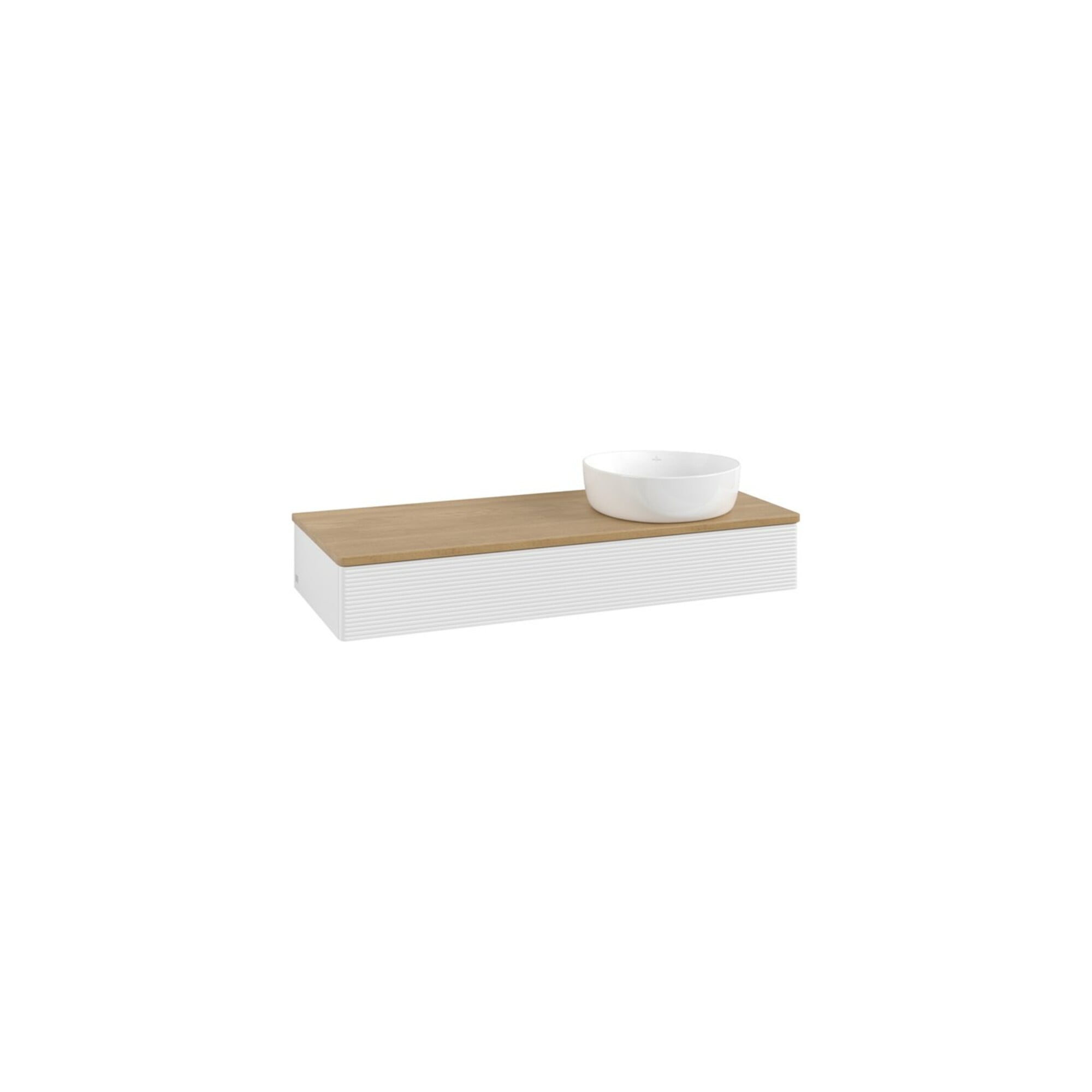 V&B Waschtischunterschrank mit Frontstruktur, mit Beleuchtung Antao 120x19x50cm, WBP hon. Oa, glo wh. Lac ; Villeroy & Boch