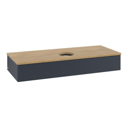 V&B Waschtischunterschrank mit Frontstruktur, mit Beleuchtung Antao 120x19x50cm, WBP hon. Oa, md bl. m Lac