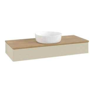 V&B Waschtischunterschrank mit Frontstruktur, mit Beleuchtung Antao 120x19x50cm, WBP hon. Oa, si Gr m Lac