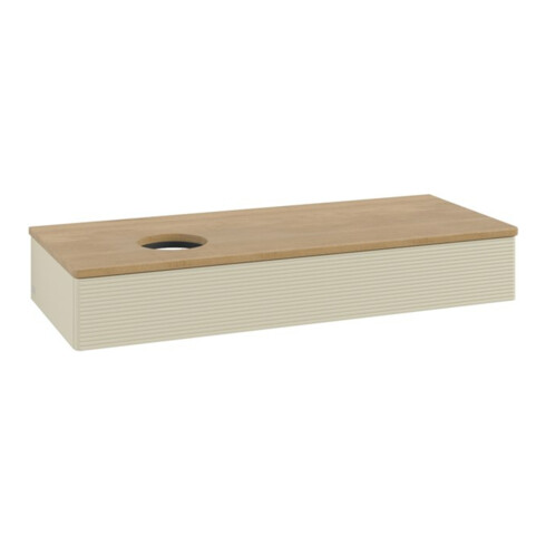 V&B Waschtischunterschrank mit Frontstruktur, mit Beleuchtung Antao 120x19x50cm, WBP hon. Oa, si Gr m Lac