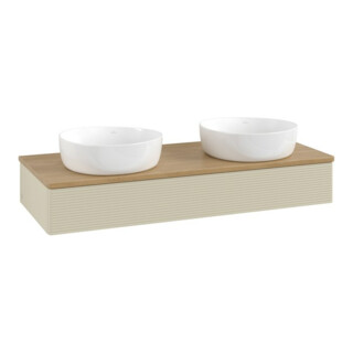 V&B Waschtischunterschrank mit Frontstruktur, mit Beleuchtung Antao 120x19x50cm, WBP hon. Oa, si Gr m Lac