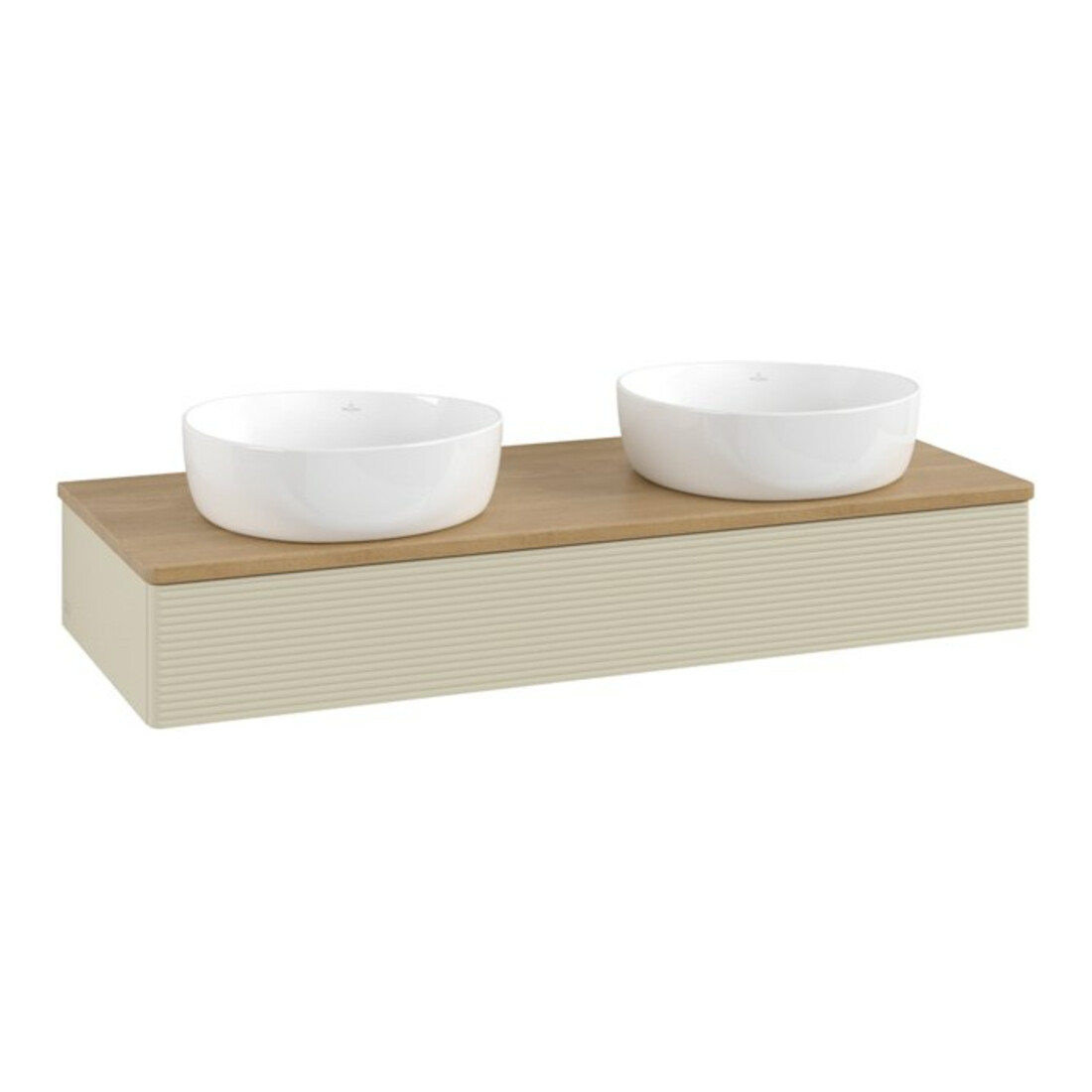 V&B Waschtischunterschrank mit Frontstruktur, mit Beleuchtung Antao 120x19x50cm, WBP hon. Oa, si Gr m Lac