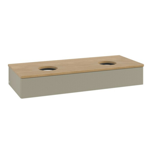 V&B Waschtischunterschrank mit Frontstruktur, mit Beleuchtung Antao 120x19x50cm, WBP hon. Oa, st. Gr m Lac