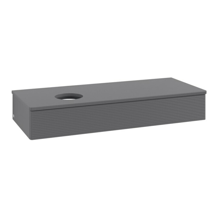 V&B Waschtischunterschrank mit Frontstruktur, mit Beleuchtung Antao 120x19x50cm, WBP Lac, Anthrac. m Lac