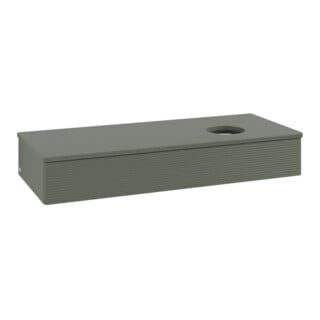 V&B Waschtischunterschrank mit Frontstruktur, mit Beleuchtung Antao 120x19x50cm, WBP Lac, lea gre. m Lac