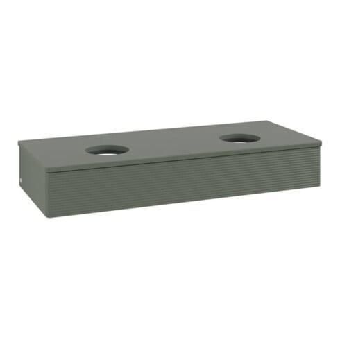 V&B Waschtischunterschrank mit Frontstruktur, mit Beleuchtung Antao 120x19x50cm, WBP Lac, lea gre. m Lac