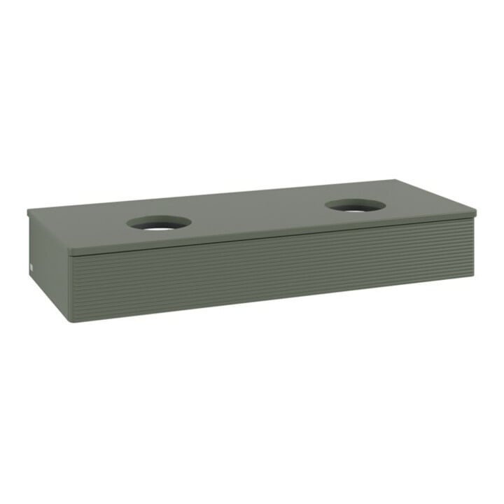 V&B Waschtischunterschrank mit Frontstruktur, mit Beleuchtung Antao 120x19x50cm, WBP Lac, lea gre. m Lac