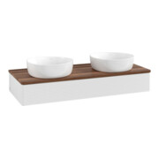 V&B Waschtischunterschrank mit Frontstruktur, mit Beleuchtung Antao 120x19x50cm, WBP w. wal, glo wh. Lac