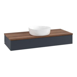 V&B Waschtischunterschrank mit Frontstruktur, mit Beleuchtung Antao 120x19x50cm, WBP w. wal, md bl. m Lac