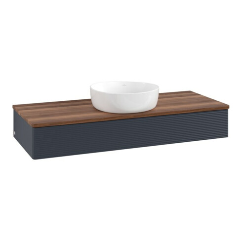 V&B Waschtischunterschrank mit Frontstruktur, mit Beleuchtung Antao 120x19x50cm, WBP w. wal, md bl. m Lac