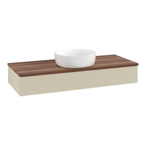 V&B Waschtischunterschrank mit Frontstruktur, mit Beleuchtung Antao 120x19x50cm, WBP w. wal, si Gr m Lac