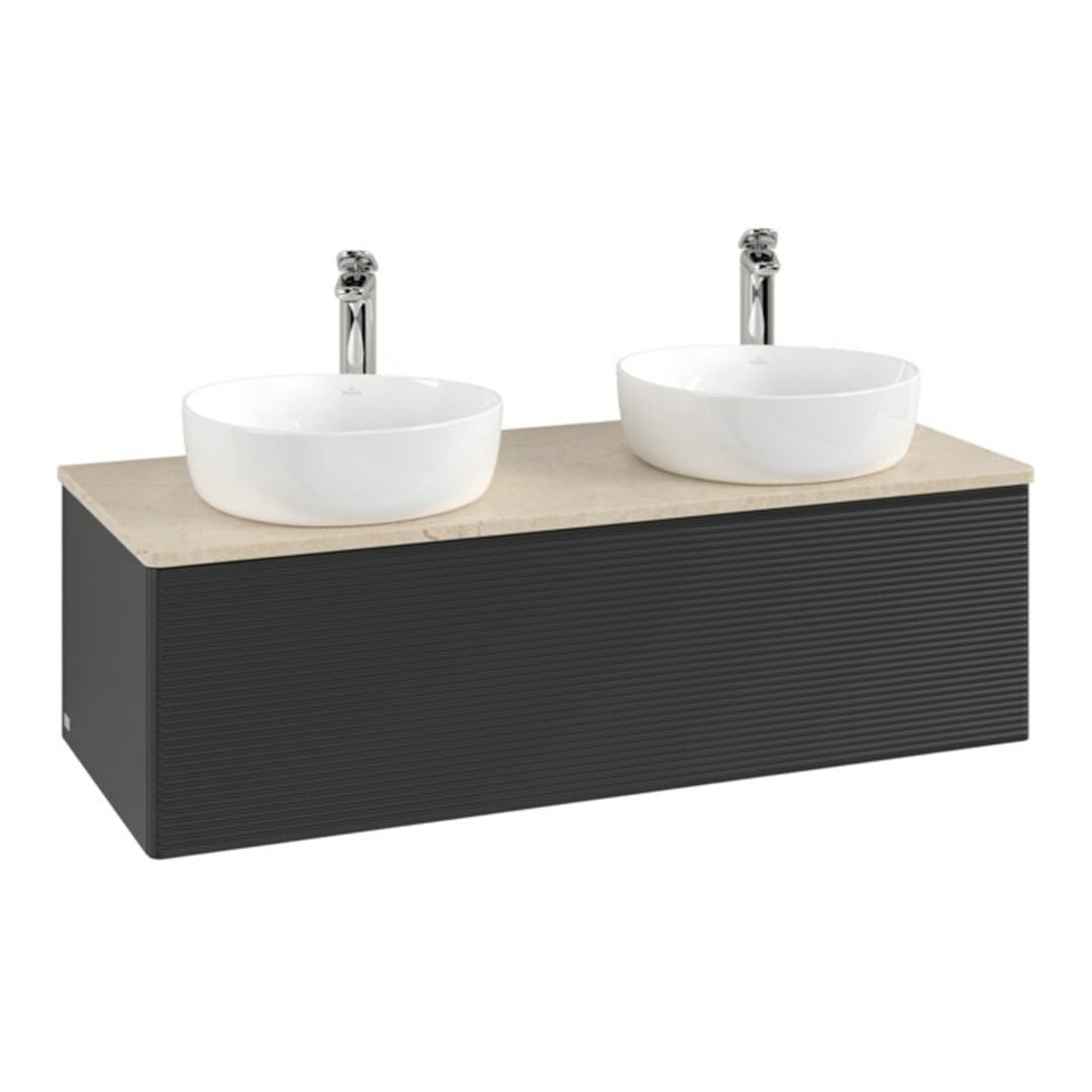 V&B Waschtischunterschrank mit Frontstruktur, mit Beleuchtung Antao 120x36x50cm, HL, WBP botti., bla m Lac