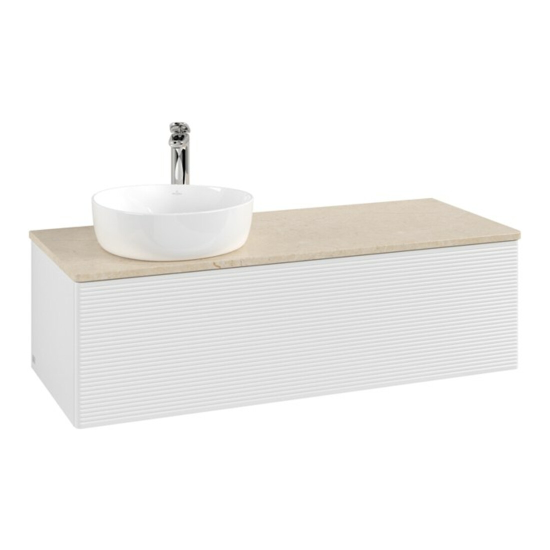 V&B Waschtischunterschrank mit Frontstruktur, mit Beleuchtung Antao 120x36x50cm, HL, WBP botti., glo wh. Lac