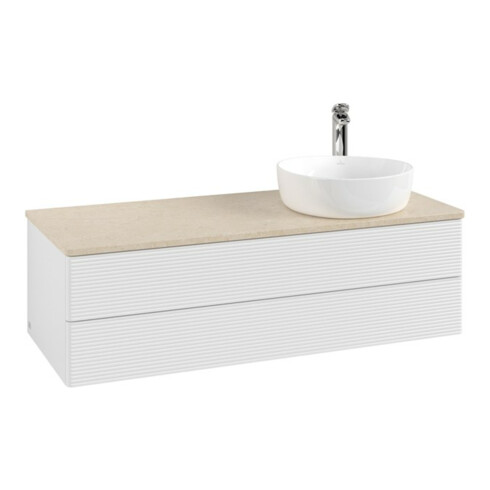 V&B Waschtischunterschrank mit Frontstruktur, mit Beleuchtung Antao 120x36x50cm, HL, WBP botti., glo wh. Lac