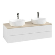 V&B Waschtischunterschrank mit Frontstruktur, mit Beleuchtung Antao 120x36x50cm, HL, WBP botti., glo wh. Lac