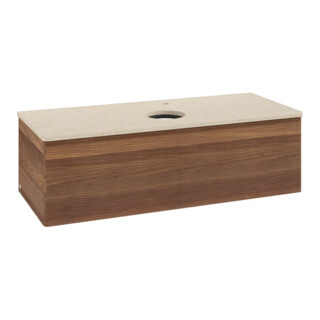 V&B Waschtischunterschrank mit Frontstruktur, mit Beleuchtung Antao 120x36x50cm, HL, WBP botti., w. wal
