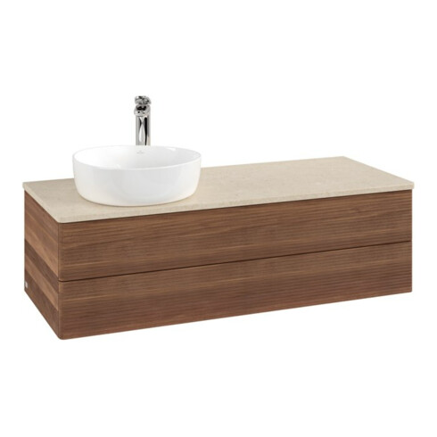 V&B Waschtischunterschrank mit Frontstruktur, mit Beleuchtung Antao 120x36x50cm, HL, WBP botti., w. wal