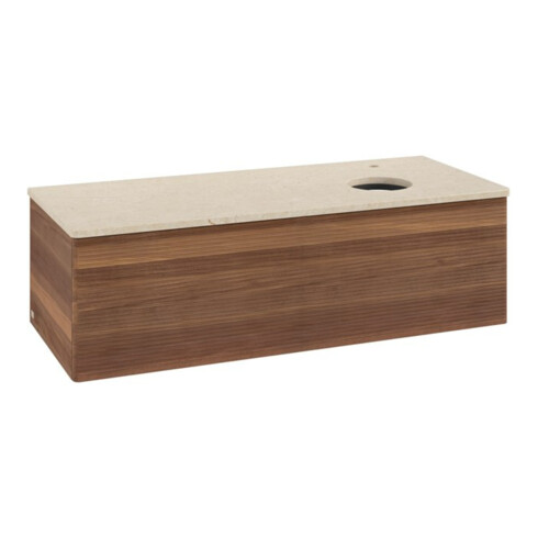 V&B Waschtischunterschrank mit Frontstruktur, mit Beleuchtung Antao 120x36x50cm, HL, WBP botti., w. wal