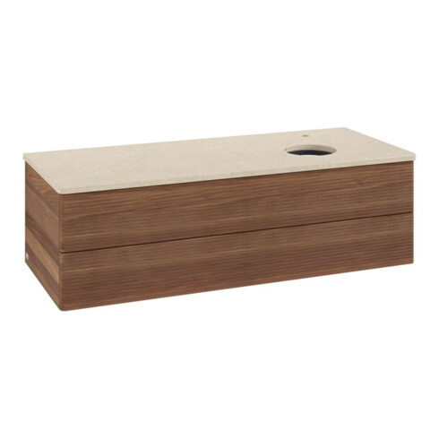 V&B Waschtischunterschrank mit Frontstruktur, mit Beleuchtung Antao 120x36x50cm, HL, WBP botti., w. wal