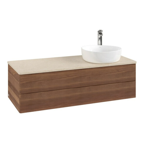 V&B Waschtischunterschrank mit Frontstruktur, mit Beleuchtung Antao 120x36x50cm, HL, WBP botti., w. wal