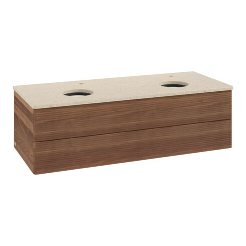 V&B Waschtischunterschrank mit Frontstruktur, mit Beleuchtung Antao 120x36x50cm, HL, WBP botti., w. wal