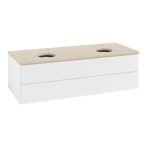 V&B Waschtischunterschrank mit Frontstruktur, mit Beleuchtung Antao 120x36x50cm, HL, WBP botti., wh. m Lac