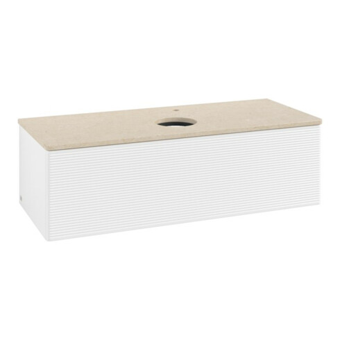 V&B Waschtischunterschrank mit Frontstruktur, mit Beleuchtung Antao 120x36x50cm, HL, WBP botti., wh. m Lac