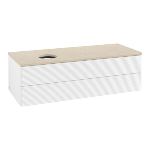 V&B Waschtischunterschrank mit Frontstruktur, mit Beleuchtung Antao 120x36x50cm, HL, WBP botti., wh. m Lac
