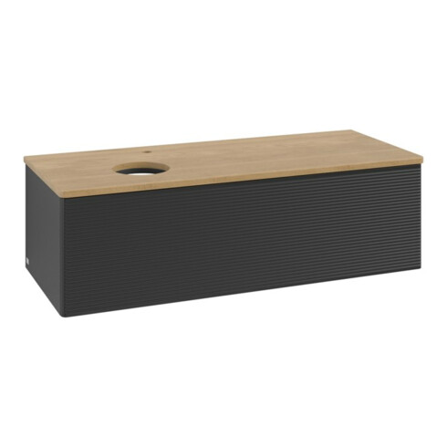 V&B Waschtischunterschrank mit Frontstruktur, mit Beleuchtung Antao 120x36x50cm, HL, WBP hon. Oa, bla m Lac