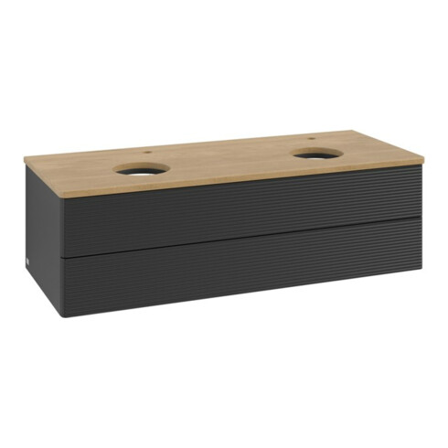 V&B Waschtischunterschrank mit Frontstruktur, mit Beleuchtung Antao 120x36x50cm, HL, WBP hon. Oa, bla m Lac