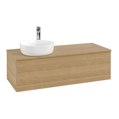 V&B Waschtischunterschrank mit Frontstruktur, mit Beleuchtung Antao 120x36x50cm, HL, WBP hon. Oa, hon. Oa