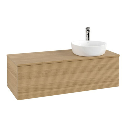 V&B Waschtischunterschrank mit Frontstruktur, mit Beleuchtung Antao 120x36x50cm, HL, WBP hon. Oa, hon. Oa